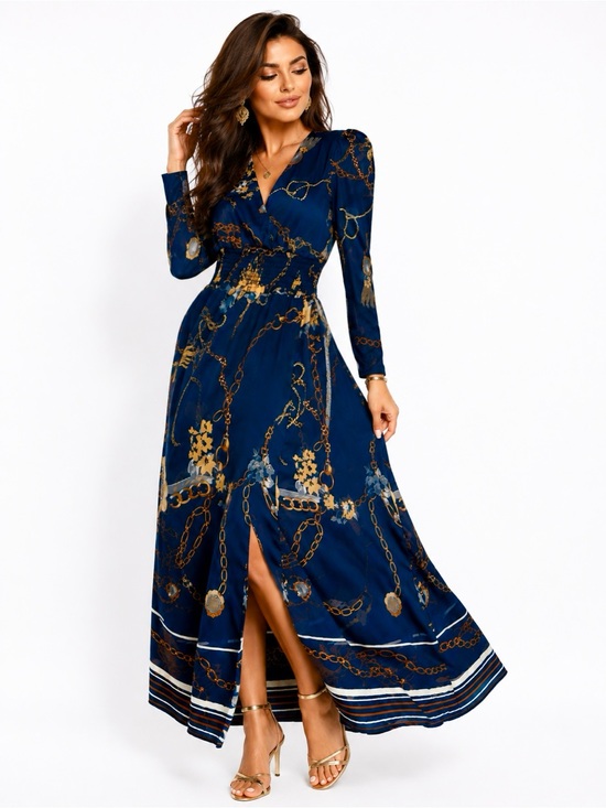 Wayf Dresses & Skirts - WAYF Navy Gold Maxi Dress Cruise Events Holidays Party S Size